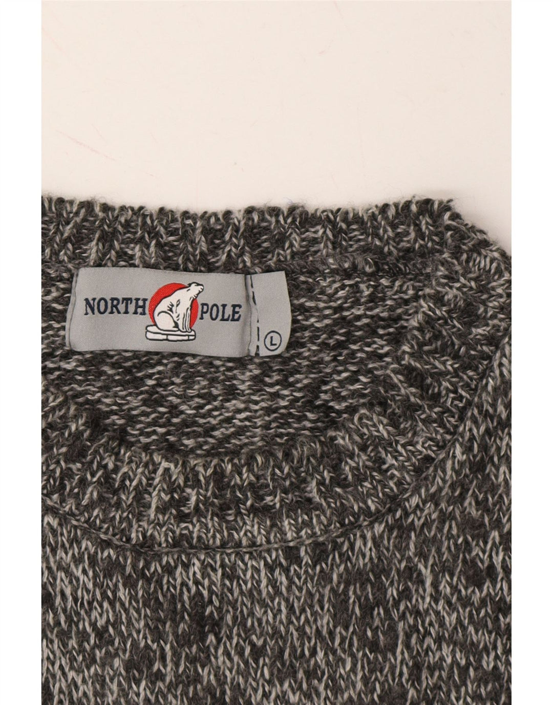 NORTH POLE Mens Crew Neck Jumper Sweater Large Grey Fair Isle Acrylic Vintage North Pole and Second-Hand North Pole from Messina Hembry 