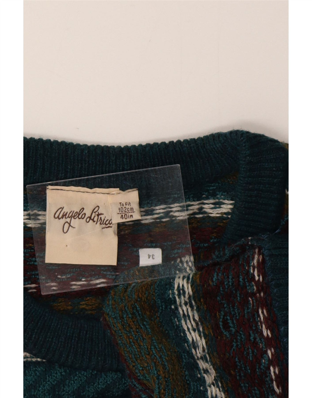 Мужской джемпер с круглым вырезом ANGELO LITRICO, большой разноцветный жаккардовый свитер