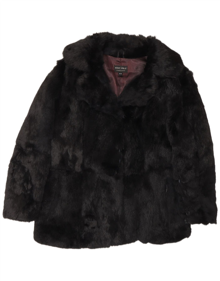 Винтажная женская меховая куртка EU 48 2XL, черная из натурального меха