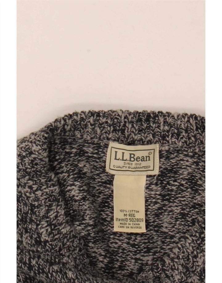 Мужской джемпер с круглым вырезом L.L.Bean, хлопковый свитер среднего серого цвета с крапинками