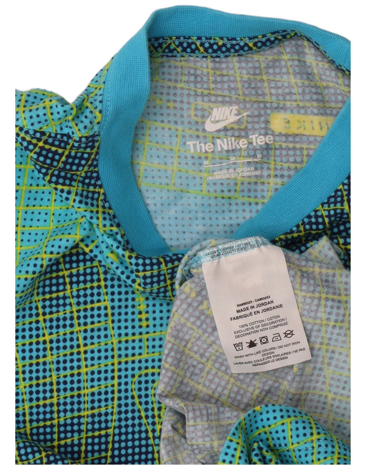 NIKE Boys Abstract Pattern Graphic T-Shirt Top 10-11 Years Medium Blue