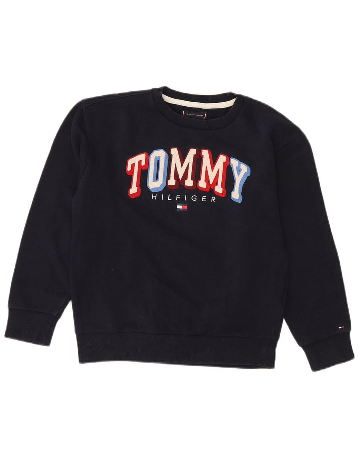 TOMMY HILFIGER Свитшот с рисунком для мальчиков, джемпер, 11–12 лет, темно-синий, хлопок