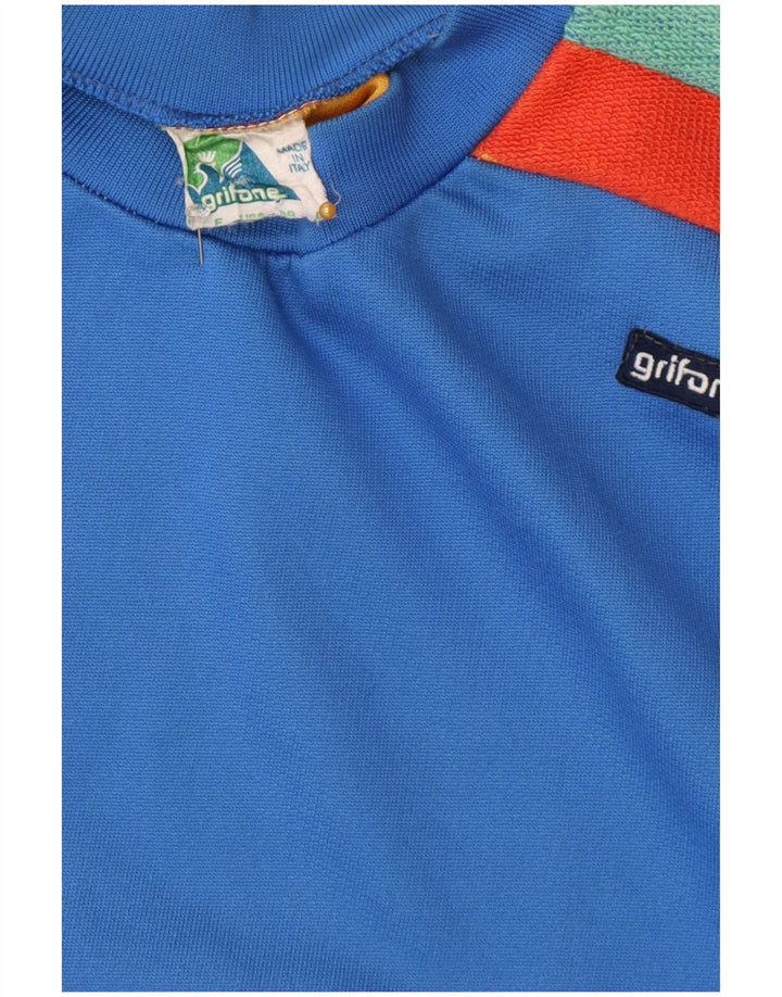 Винтажный мужской свитшот, джемпер, большой синий, цветной блок