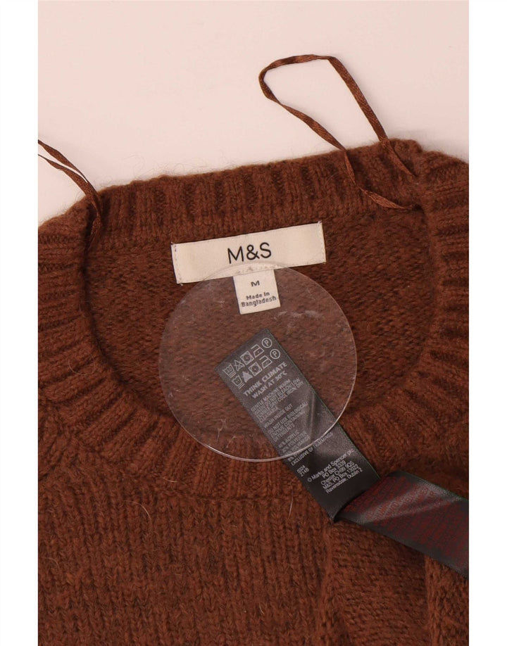 Женский джемпер с круглым вырезом Marks & Spencer UK 14, средний коричневый цвет