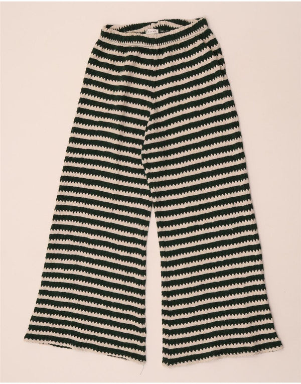 Женские широкие трикотажные брюки Topshop, Великобритания, размер 8/10, маленький W26 L26, зеленые полоски