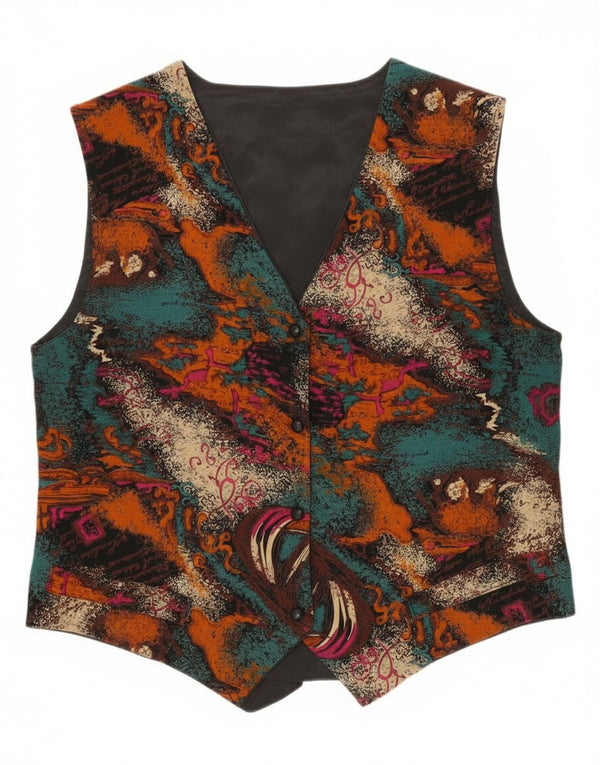 Винтажный женский жилет с абстрактным узором UK 14, средний разноцветный
