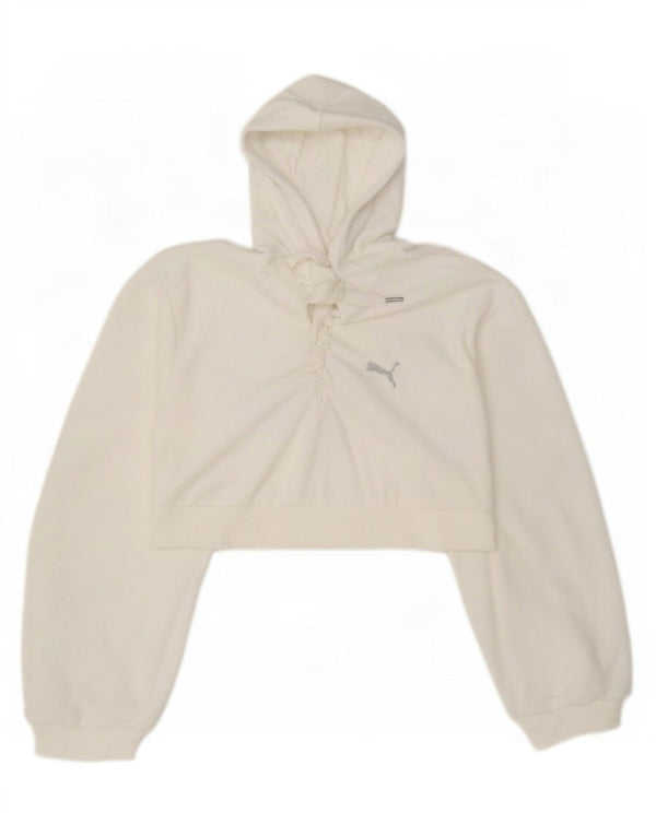 Женский укороченный джемпер с капюшоном Puma UK 6 XS, белый хлопок