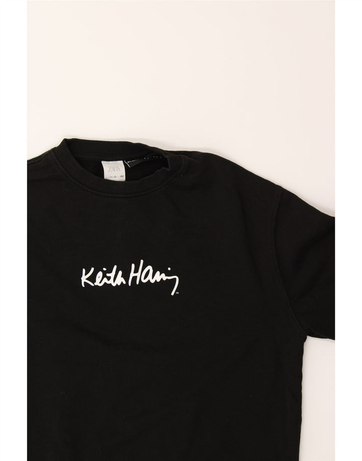 ZARA Boys Graphic Sweatshirt Jumper 11-12 Years Black Cotton Vintage Zara and Second-Hand Zara from Messina Hembry 