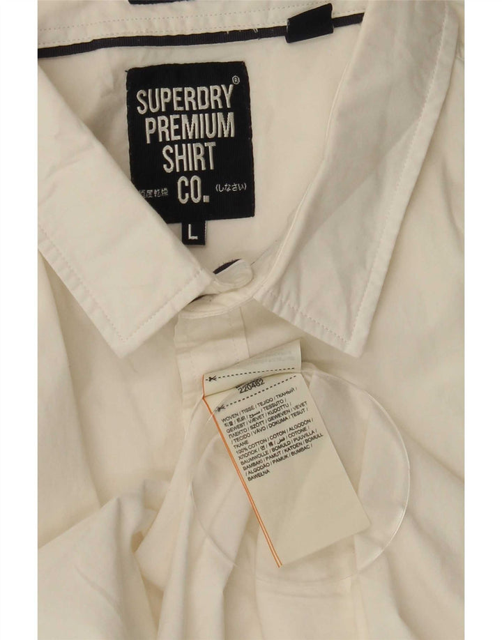Мужская рубашка с коротким рукавом Superdry, большой белый хлопок, хлопок