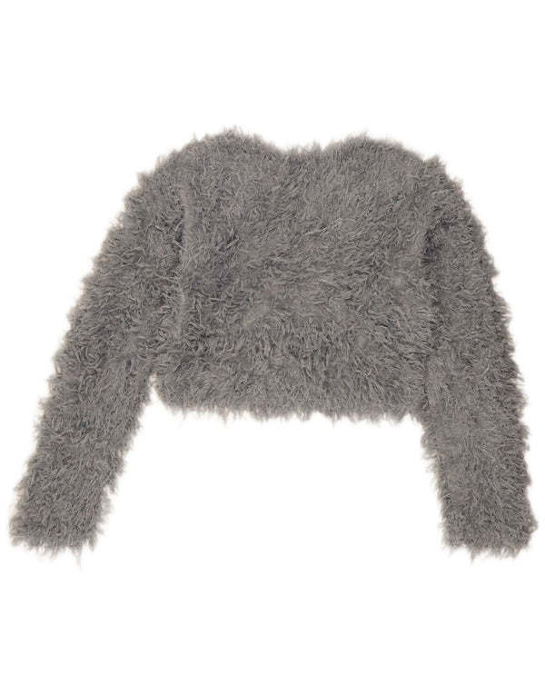 Женский укороченный джемпер с вырезом лодочкой Zara UK 10, маленький серый полиэстер