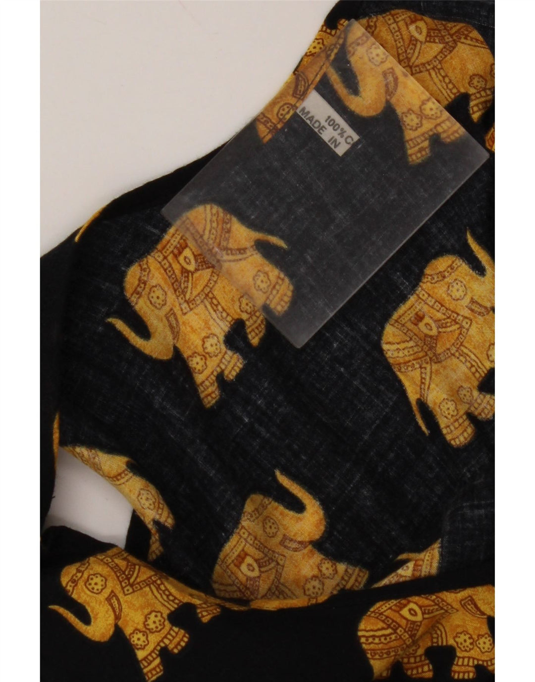 ВИНТАЖНЫЙ женский сарафан без рукавов UK 12, средний черный, хлопок с животным принтом