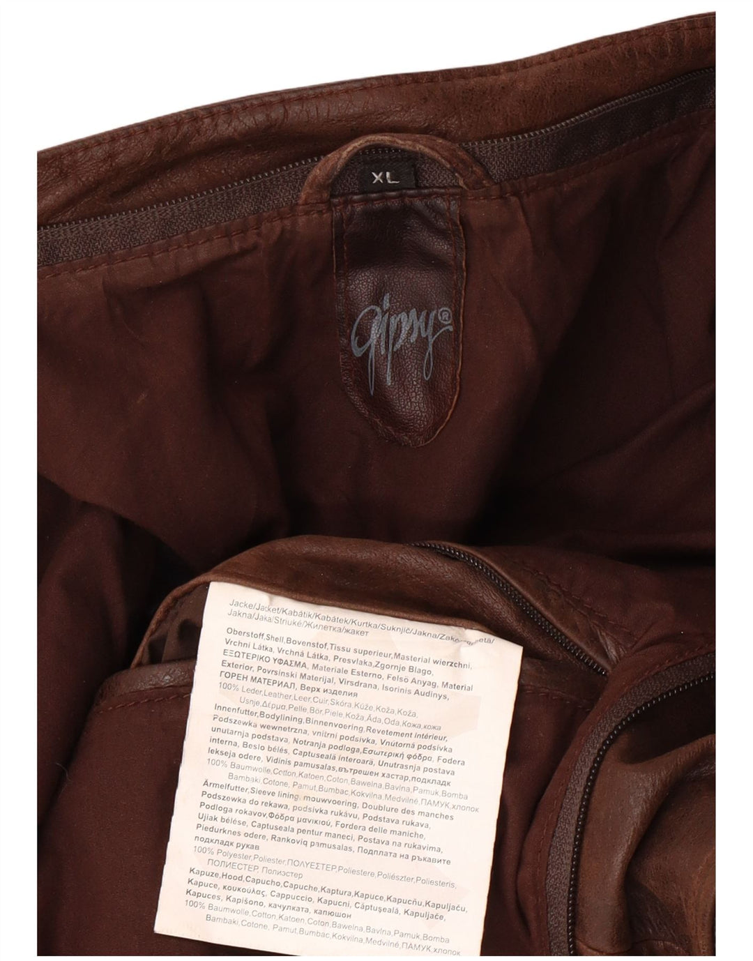 Мужская тонкая кожаная куртка GIPSY UK 42 XL коричневая кожа