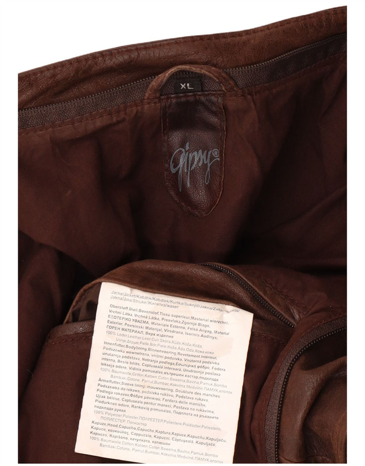 Мужская тонкая кожаная куртка GIPSY UK 42 XL коричневая кожа
