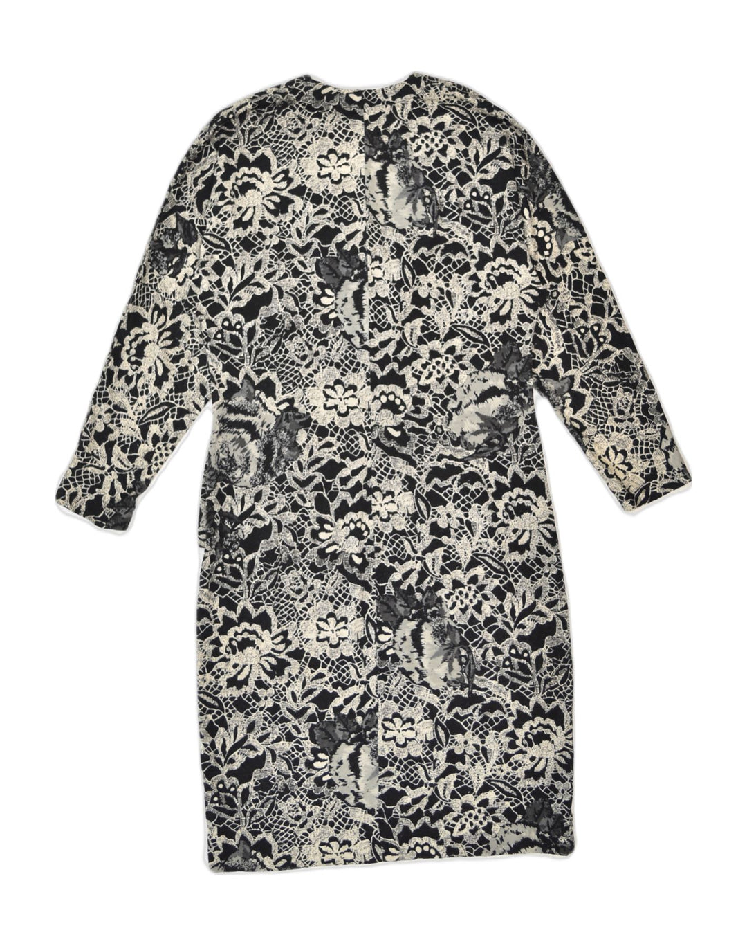 VINTAGE Womens Shift Dress IT 42 Medium Black Floral Wool | Vintage Vintage | Thrift | Second-Hand Vintage | Used Clothing | Messina Hembry 