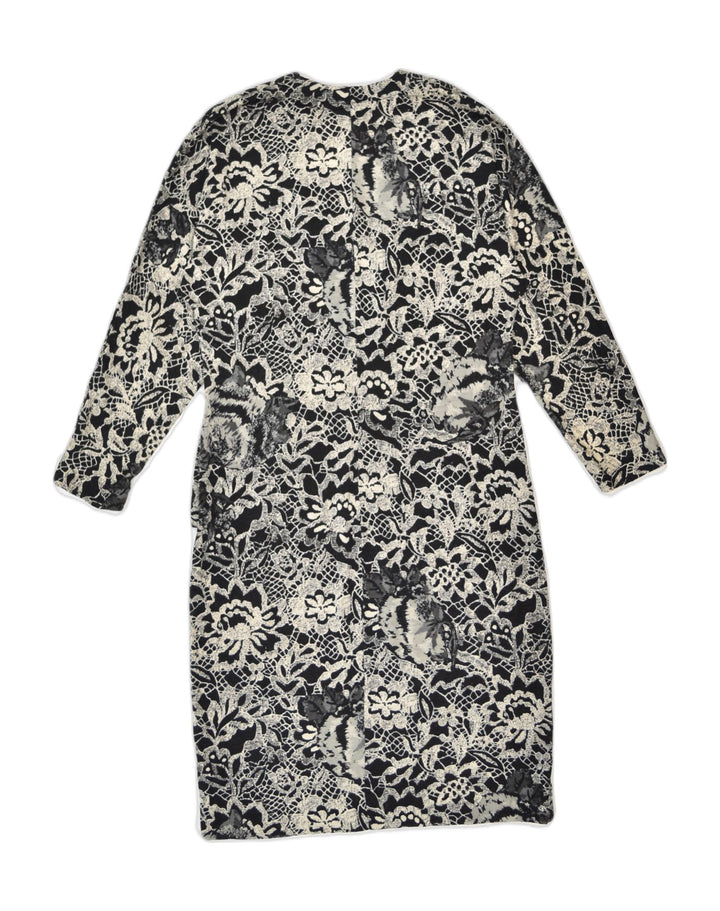VINTAGE Womens Shift Dress IT 42 Medium Black Floral Wool | Vintage Vintage | Thrift | Second-Hand Vintage | Used Clothing | Messina Hembry 