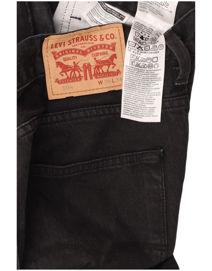 Мужские прямые джинсы Levi's 504 W34 L34, черный хлопок
