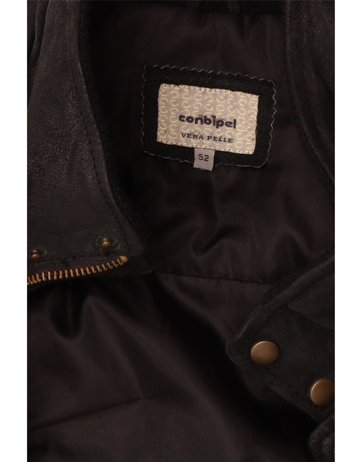Мужская кожаная куртка Conbipel IT 52, большая черная кожа