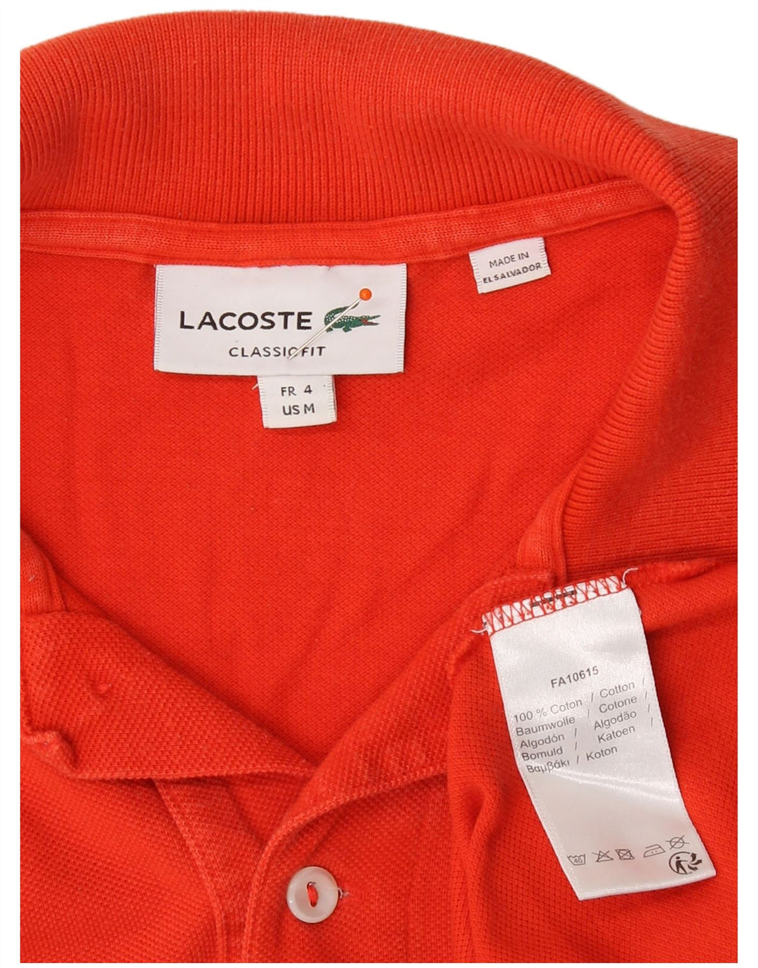 Мужская рубашка поло LACOSTE классического кроя, размер 4, средний оранжевый хлопок