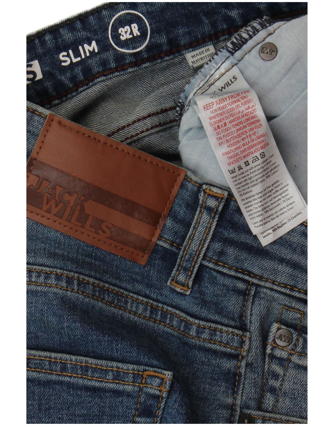 Джинсы мужские узкие JACK WILLS W32 L32 синие, хлопок