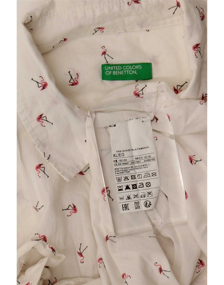 Мужская рубашка с коротким рукавом Benetton XL, хлопок в белые пятна