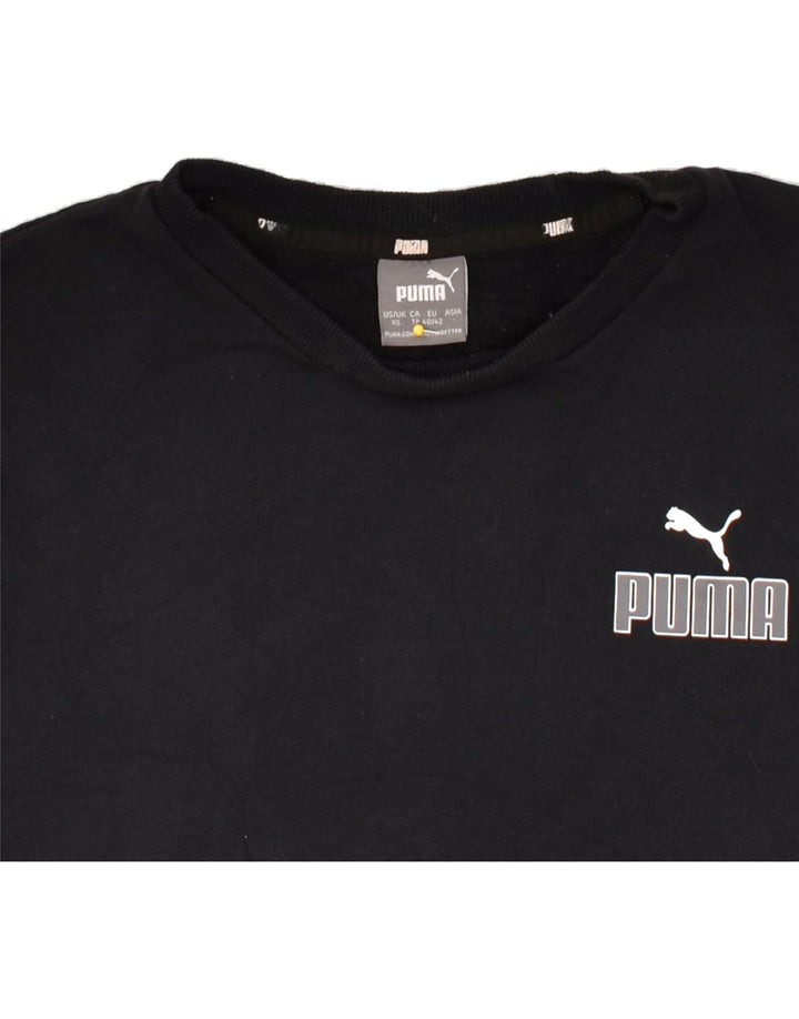 PUMA Mens Graphic Sweatshirt Jumper XS Black Cotton | Vintage Puma | Thrift | Second-Hand Puma | Used Clothing | Messina Hembry 