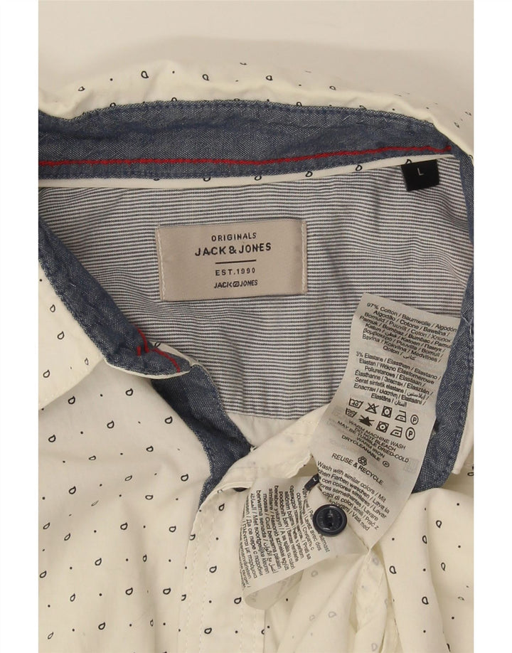 Мужская рубашка Jack & Jones, большая белая пятнистая хлопковая рубашка