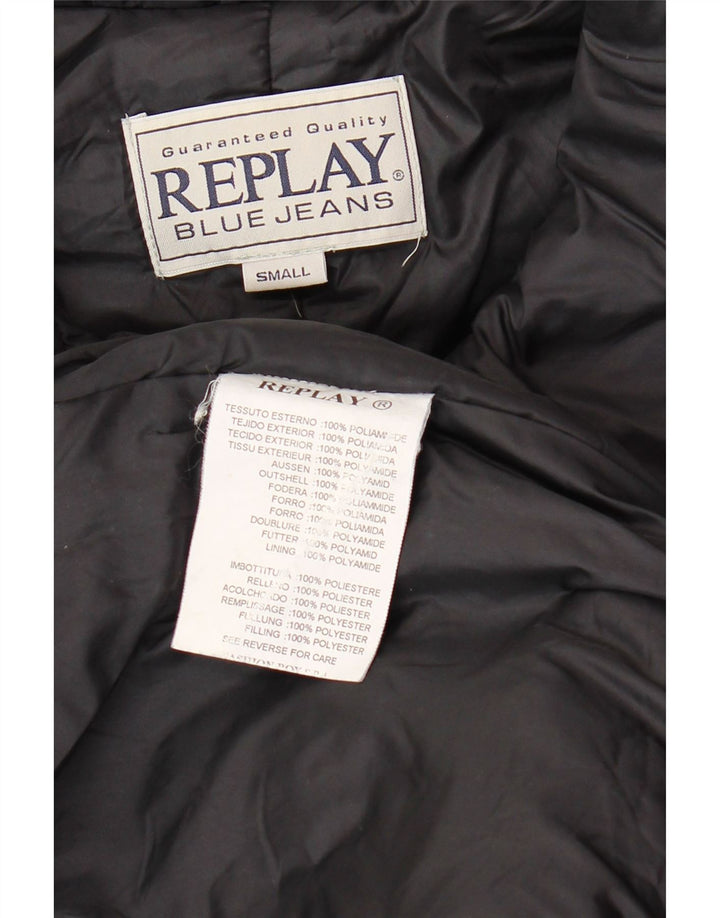 Женское стеганое пальто свободного кроя REPLAY UK 10, маленький черный полиэстер