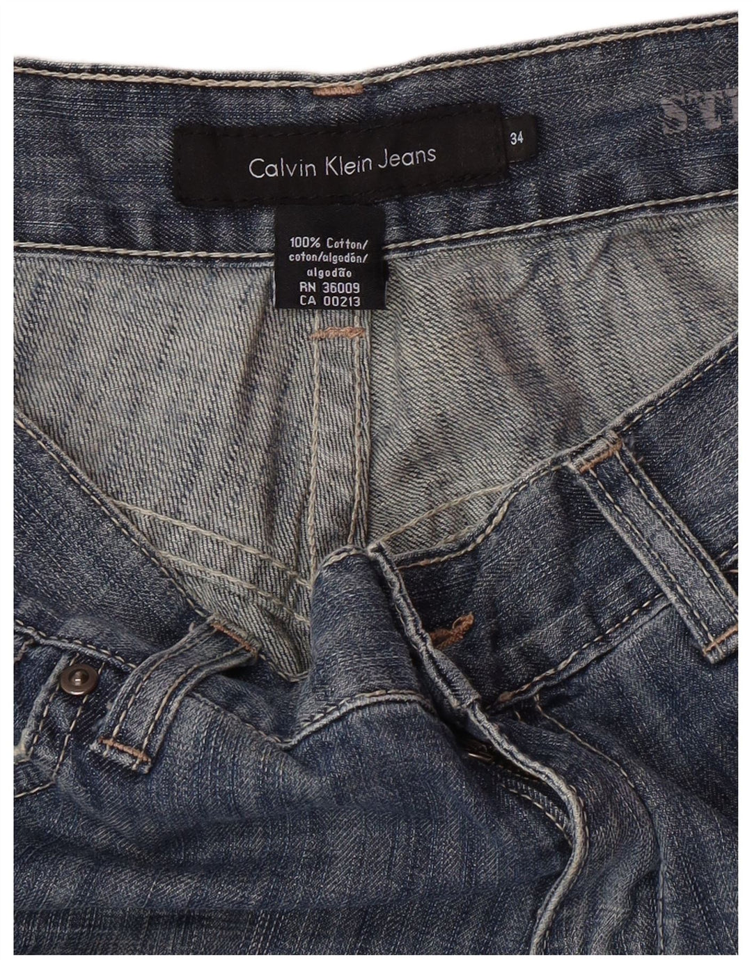 Мужские прямые джинсы CALVIN KLEIN W34 L30 синие, хлопок