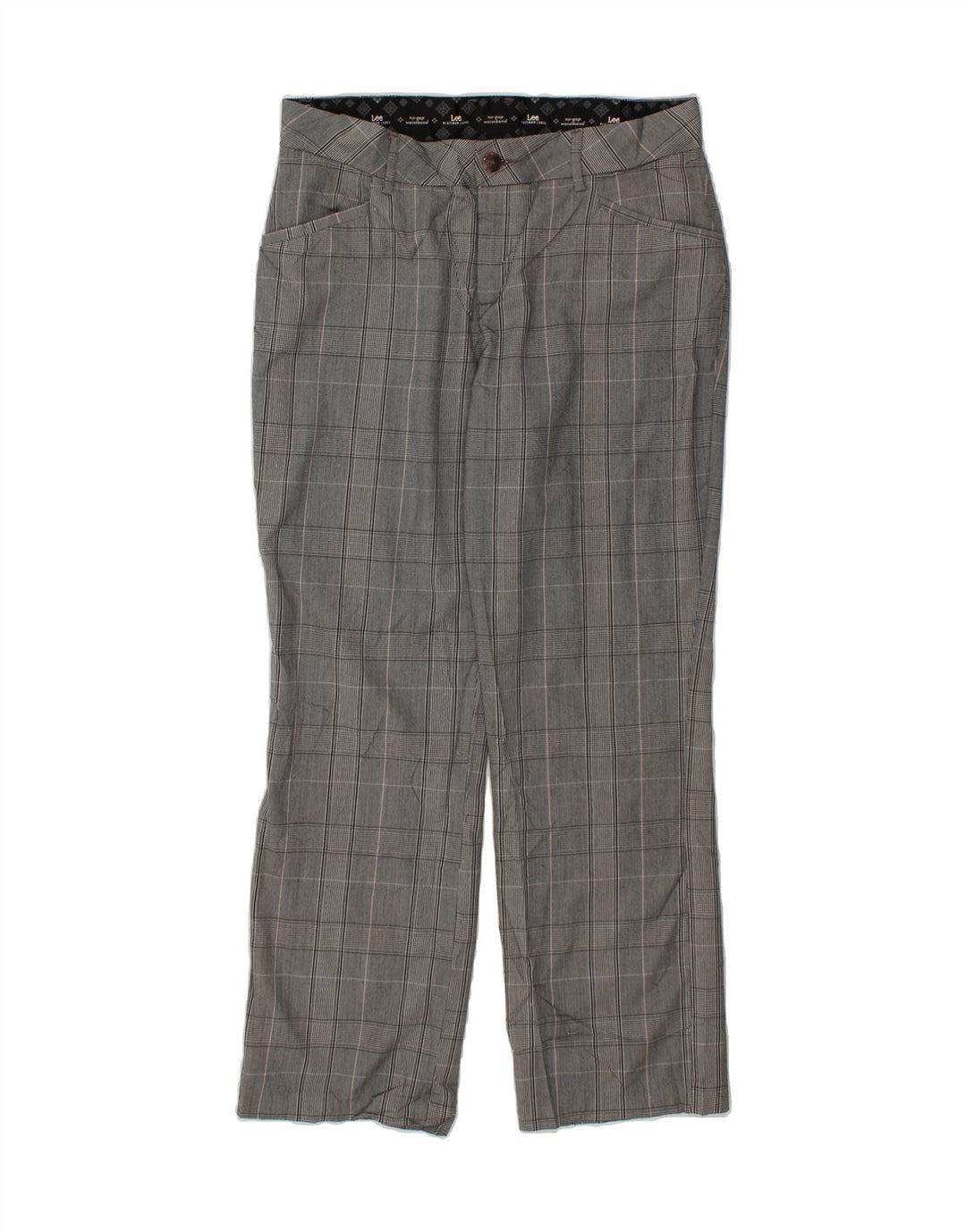 LEE Womens Straight Casual Trousers US 16 2XL W38 L33 Grey Check Polyester Vintage Lee and Second-Hand Lee from Messina Hembry 