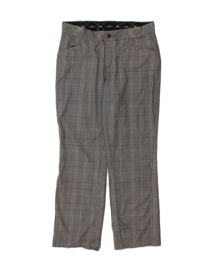 LEE Womens Straight Casual Trousers US 16 2XL W38 L33 Grey Check Polyester Vintage Lee and Second-Hand Lee from Messina Hembry 