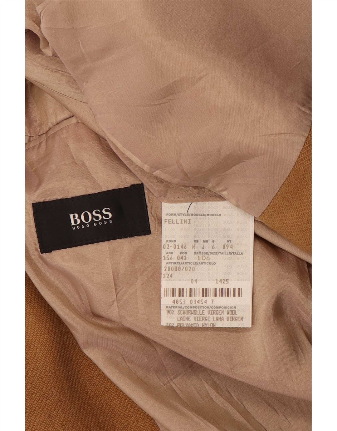 Мужской пиджак с 3 пуговицами Hugo Boss UK 42 XL, бежевый, шерстяной