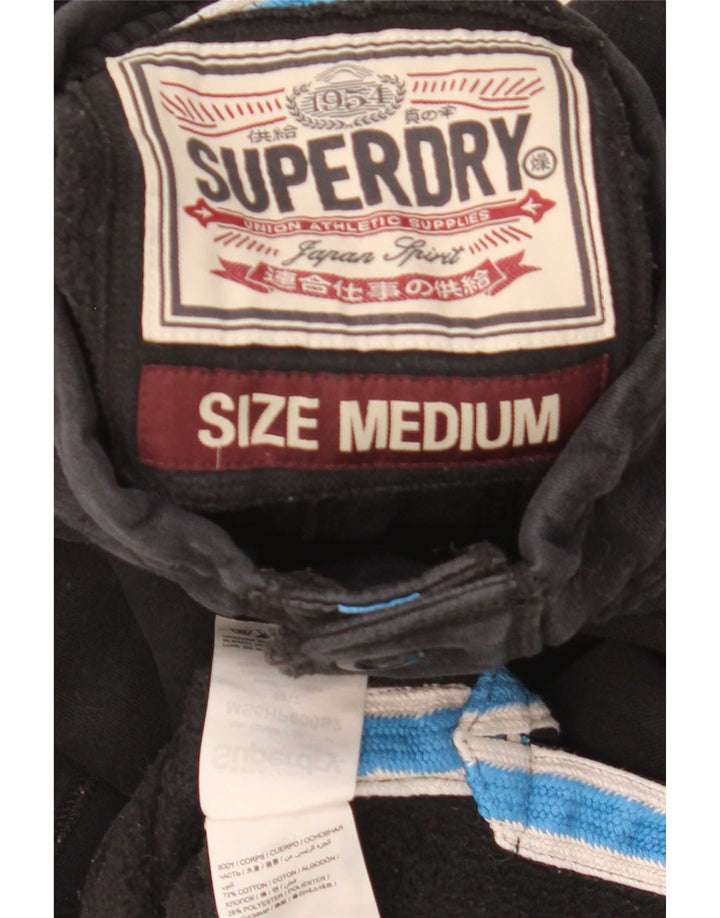 Мужской свитшот на пуговицах с рисунком Superdry, джемпер среднего размера, черный хлопок, хлопок