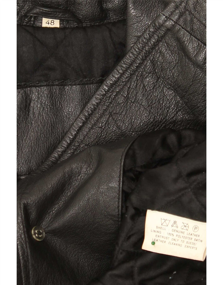 Винтажное женское кожаное пальто IT 48 XL Черное