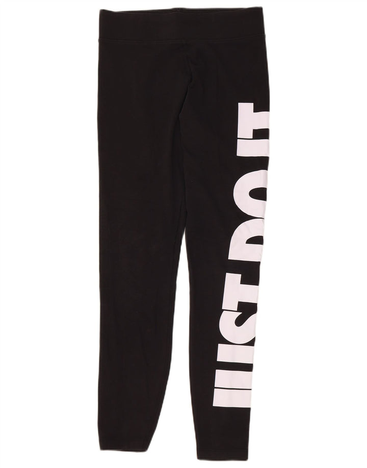 Женские леггинсы с рисунком NIKE UK 12, средний размер, черный хлопок, черный