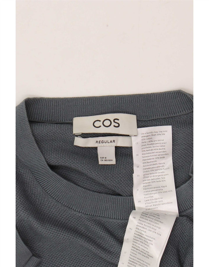 Мужская футболка Cos Regular, верх среднего размера, синий шелк