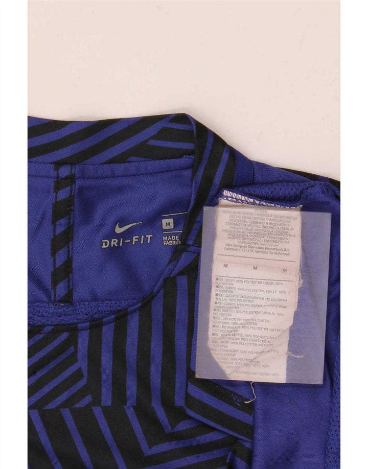 Мужская футболка Nike Dri Fit, верх среднего размера, темно-синий, полиэстер с геометрическим рисунком