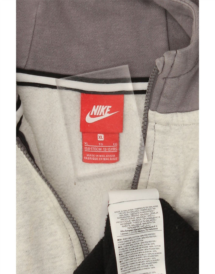 Свитер с капюшоном NIKE на молнии с графическим рисунком для мальчиков, 13–14 лет, размер XL, черный с цветными блоками