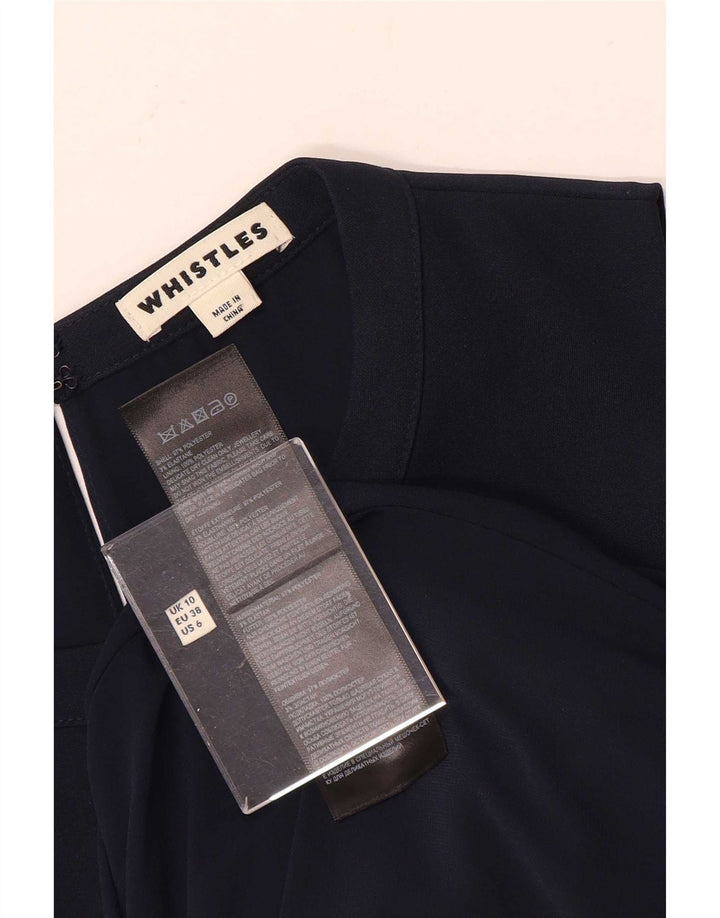 Женское платье с открытыми плечами Whistles UK 10, маленькое темно-синее полиэстер