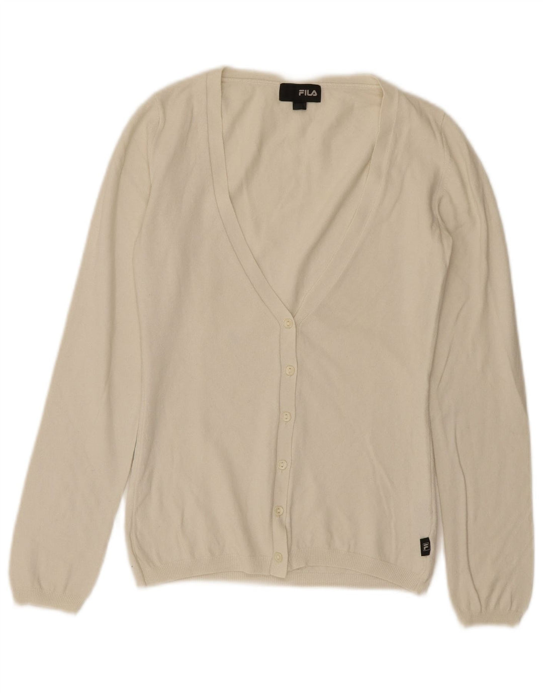 FILA Womens Cardigan Sweater UK 8 Small Off White Cotton