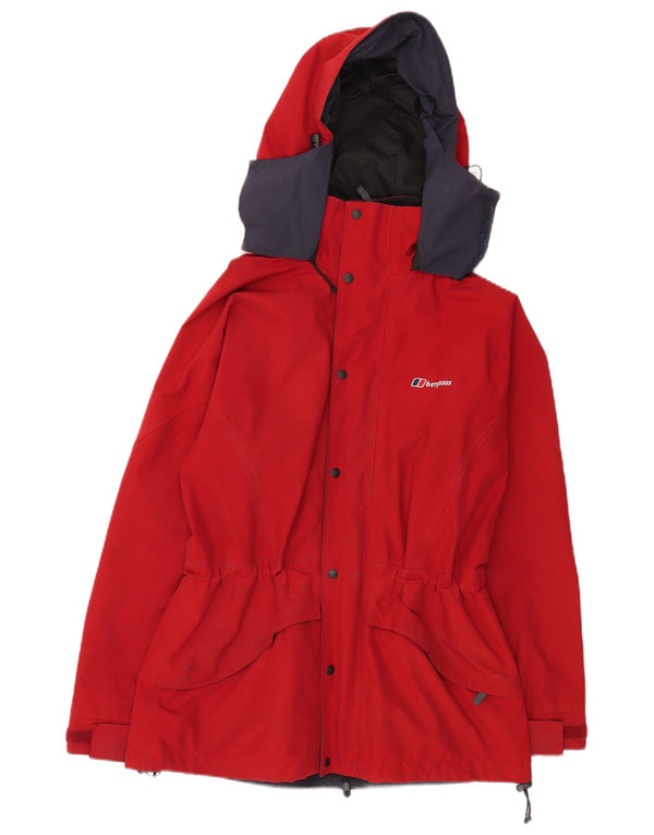 BERGHAUS Женская дождевик с капюшоном UK 12 Средний Красный Полиэстер