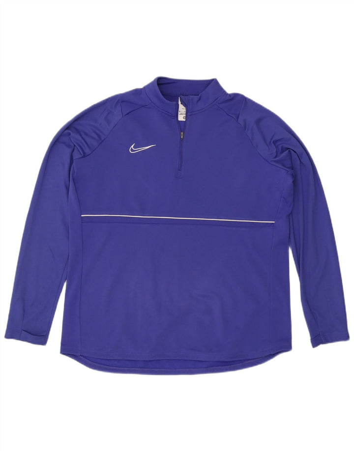 Мужской пуловер с воротником на молнии NIKE Dri Fit XL, синий полиэстер