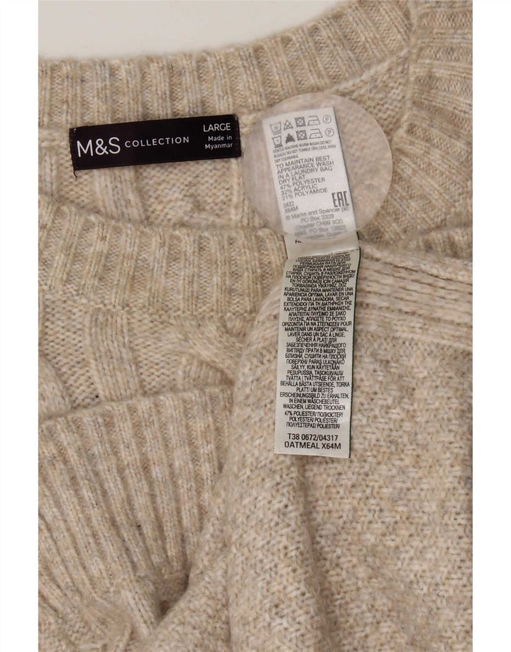 Женская майка без рукавов Marks & Spencer UK 16, большой размер, бежевый полиэстер