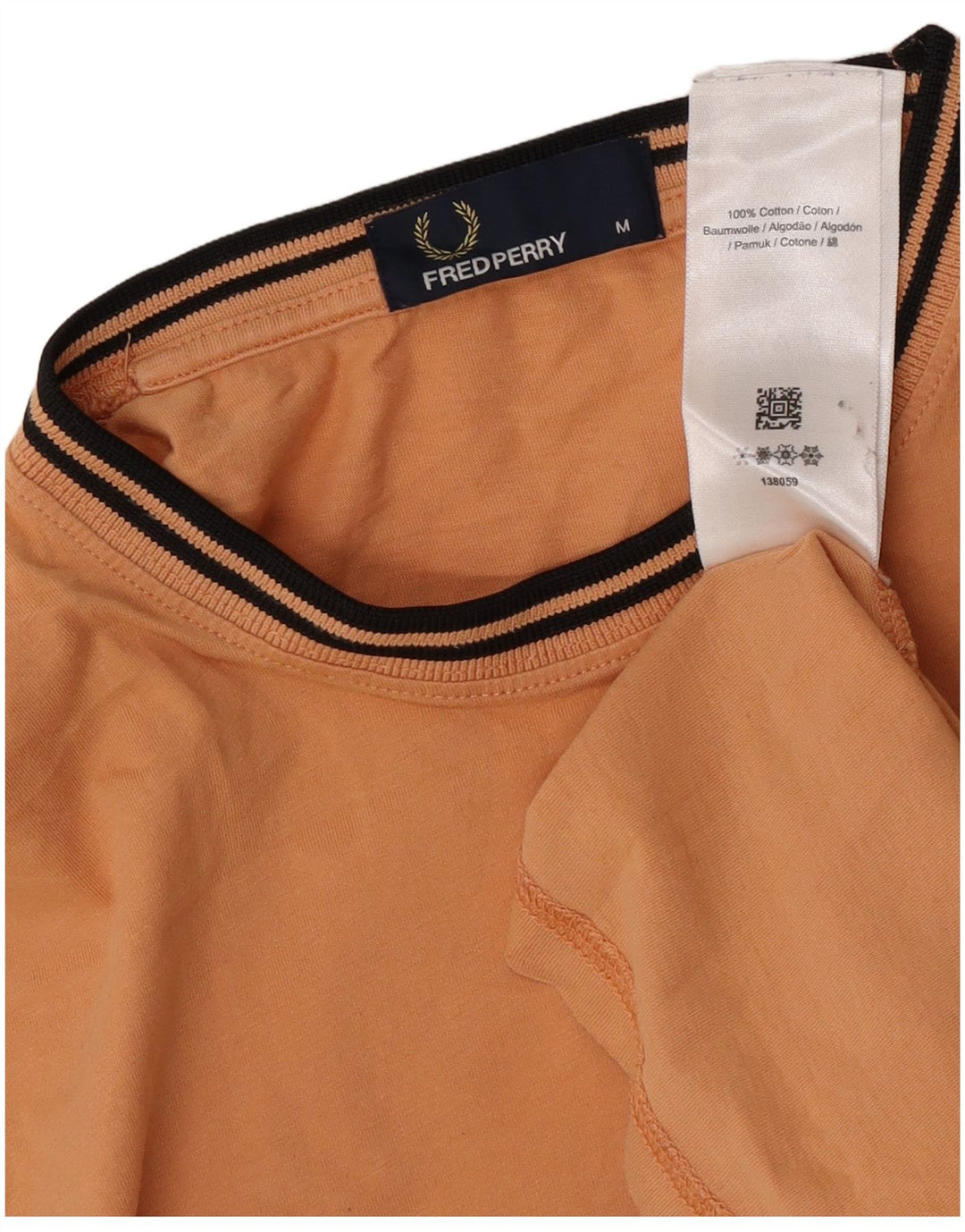 Мужская футболка Fred Perry из хлопка в оранжевую полоску среднего размера