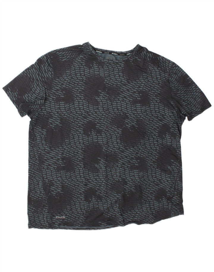 Мужская футболка RUSSELL ATHLETIC Dri-Power 2XL, серый полиэстер с геометрическим рисунком