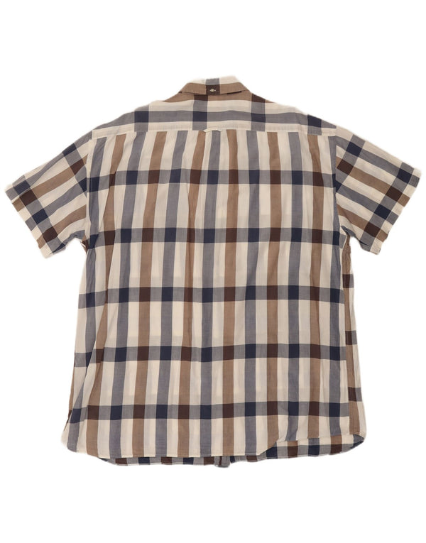 GANT Мужская рубашка стандартного кроя с коротким рукавом 3XL Темно-синяя клетка