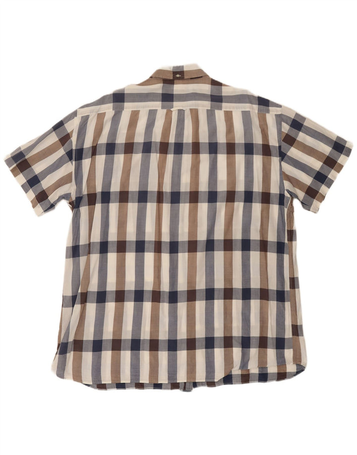 GANT Мужская рубашка стандартного кроя с коротким рукавом 3XL Темно-синяя клетка