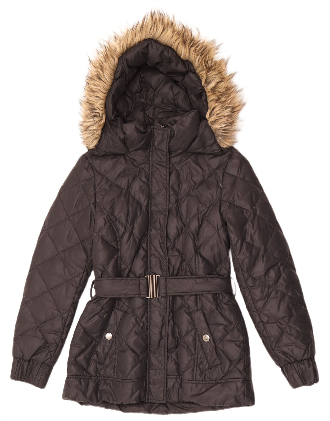 Женская стеганая куртка с капюшоном ESPRIT UK 10, маленькая, черная
