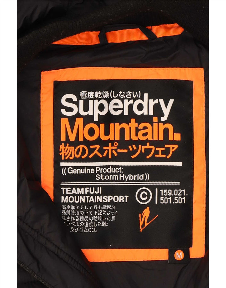 Женская утепленная куртка с капюшоном Superdry UK 14, средний черный полиэстер с крапинками