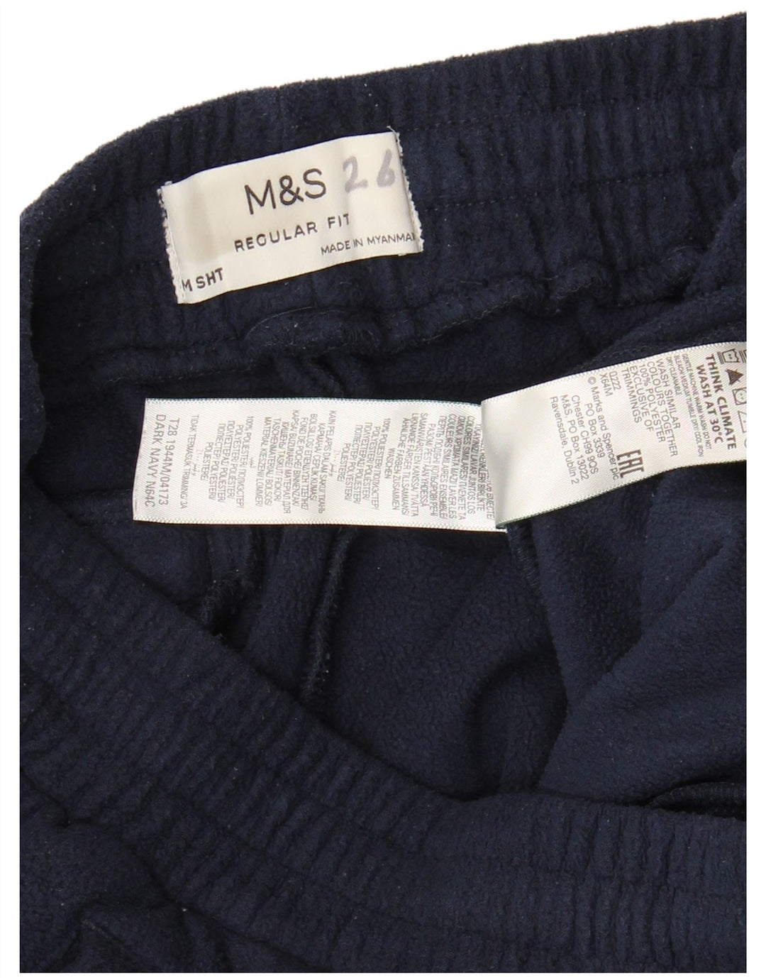 MARKS & SPENCER Womens Fleece Tracksuit Trousers UK 14 Medium  Navy Blue