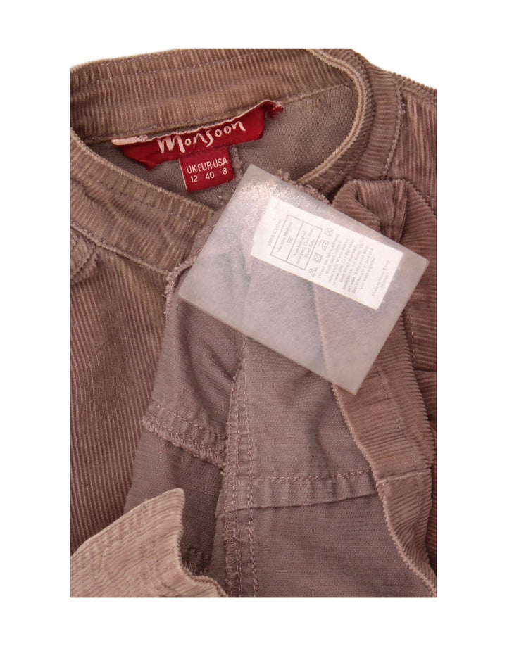 Женская укороченная вельветовая куртка Monsoon UK 12, хлопок среднего коричневого цвета